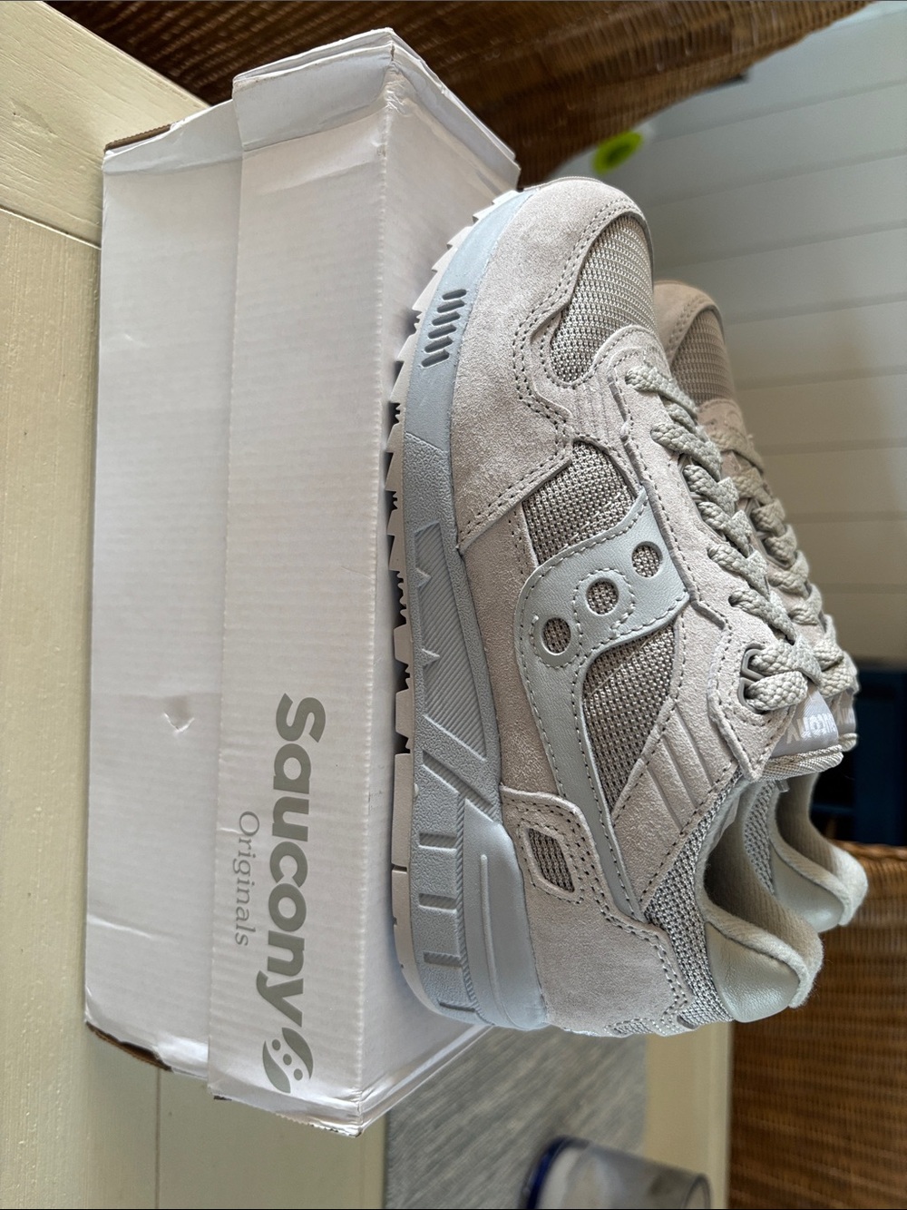 Saucony Kids Light Gray Suede & Mesh Sneakers